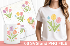 6 Pastel Floral SVG &amp; PNG Designs T-Shirts, Mugs &amp; Crafts Product Image 1