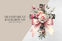 Floral Easter Silhouettes, Spring Clipart PNG BUNDLE. Product Image 2