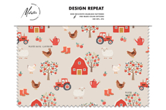 Tractor Apple Barn Nursery seamless Pattern chicken Product Image 2