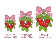 Cherry Bow Embroidery Design 4x4 Hoop Fruit Cottage Kitchen Product Image 2
