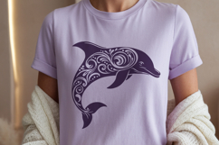 Dolphin Silhouette SVG Cut File. Floral Dolphin PNG Clipart. Product Image 2