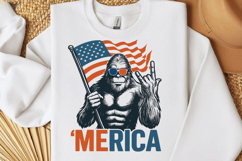 Bigfoot Merica SVG PNG, Rock American Flag Patriotic Product Image 2