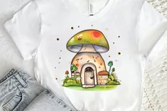Watercolor Magic Mushroom House PNG Clipart Product Image 2