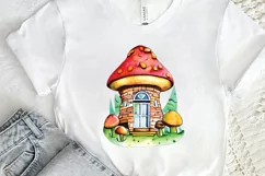 Watercolor Magic Mushroom House PNG Clipart Product Image 2