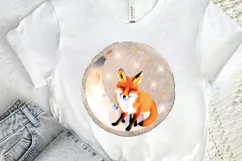 Watercolor Cute Fox on The Moon PNG Clipart Product Image 2