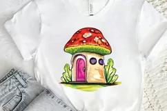 Watercolor Magic Mushroom House PNG Clipart Product Image 2