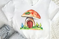 Watercolor Magic Mushroom House PNG Clipart Product Image 2
