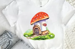Watercolor Magic Mushroom House PNG Clipart Product Image 2
