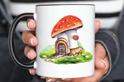 Watercolor Magic Mushroom House PNG Clipart Product Image 3