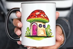 Watercolor Magic Mushroom House PNG Clipart Product Image 3