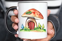 Watercolor Magic Mushroom House PNG Clipart Product Image 3