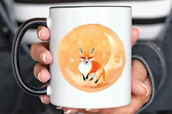 Watercolor Cute Fox on The Moon PNG Clipart Product Image 3