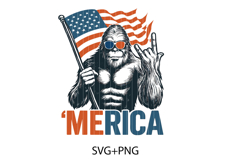 Bigfoot Merica SVG PNG, Rock American Flag Patriotic Product Image 1