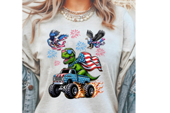 Stars and Stripes T-Rex Clipart Monster Truck PNG Product Image 1