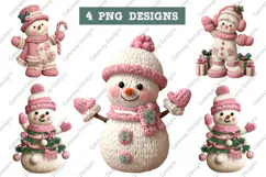 Crochet Yarn Christmas PNG, Pink Crochet Christmas PNG Product Image 1
