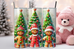 Cute Christmas Gingerbread Tumbler Wrap, Christmas Tumbler Product Image 1