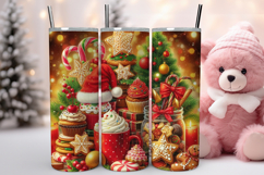 Watercolor Christmas Bakery Tumbler Wrap, Christmas Tumbler Product Image 1