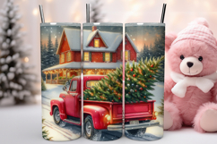 Christmas Truck Tumbler Wrap, Christmas Tumbler Sublimation Product Image 1