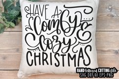 Comfy Cozy Christmas Pillow Hand Lettered SVG Product Image 1