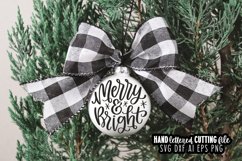 Merry & Bright SVG Hand Lettered Ornament Product Image 1