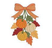Pumpkin Bow Branch Embroidery Design Fall Leaves Product Image 7