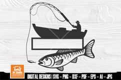 Fishing Boat Monogram SVG Fisherman Hook Custom Design Product Image 1