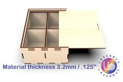 Box with 4 compartments and slider lid. Laser cutting plans Product Image 2