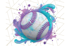 Baseball Clipart PNG with Team Color Paint Splash Background Product Image 2