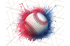 Baseball Clipart PNG with Team Color Paint Splash Background Product Image 3