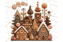 Christmas Felt Gingerbread Village PNG Clipart Product Image 2