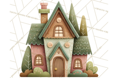Christmas Felt Gingerbread Village PNG Clipart Product Image 3