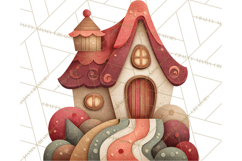 Christmas Felt Gingerbread Village PNG Clipart Product Image 2