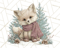 Snowy Forest Animals Clipart PNG, Holiday Woodland Art Product Image 3