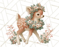 Snowy Forest Animals Clipart PNG, Holiday Woodland Art Product Image 4