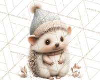 Snowy Forest Animals Clipart PNG, Holiday Woodland Art Product Image 2