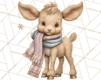 Snowy Forest Animals Clipart PNG, Holiday Woodland Art Product Image 2