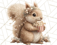 Snowy Forest Animals Clipart PNG, Holiday Woodland Art Product Image 3