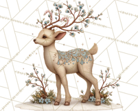 Snowy Forest Animals Clipart PNG, Holiday Woodland Art Product Image 2