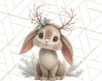 Snowy Forest Animals Clipart PNG, Holiday Woodland Art Product Image 4