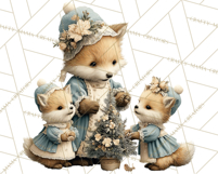 Snowy Forest Animals Clipart PNG, Holiday Woodland Art Product Image 3