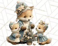 Snowy Forest Animals Clipart PNG, Holiday Woodland Art Product Image 3