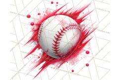 Baseball Clipart PNG with Team Color Paint Splash Background Product Image 3