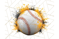 Baseball Clipart PNG with Team Color Paint Splash Background Product Image 4