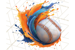 Baseball Clipart PNG with Team Color Paint Splash Background Product Image 5