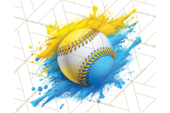 Baseball Clipart PNG with Team Color Paint Splash Background Product Image 2