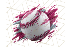 Baseball Clipart PNG with Team Color Paint Splash Background Product Image 3