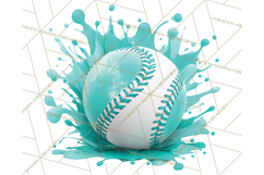 Baseball Clipart PNG with Team Color Paint Splash Background Product Image 4