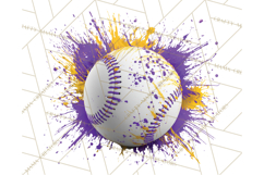 Baseball Clipart PNG with Team Color Paint Splash Background Product Image 2