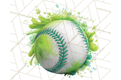Baseball Clipart PNG with Team Color Paint Splash Background Product Image 3