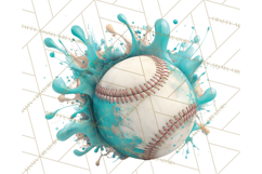 Baseball Clipart PNG with Team Color Paint Splash Background Product Image 4